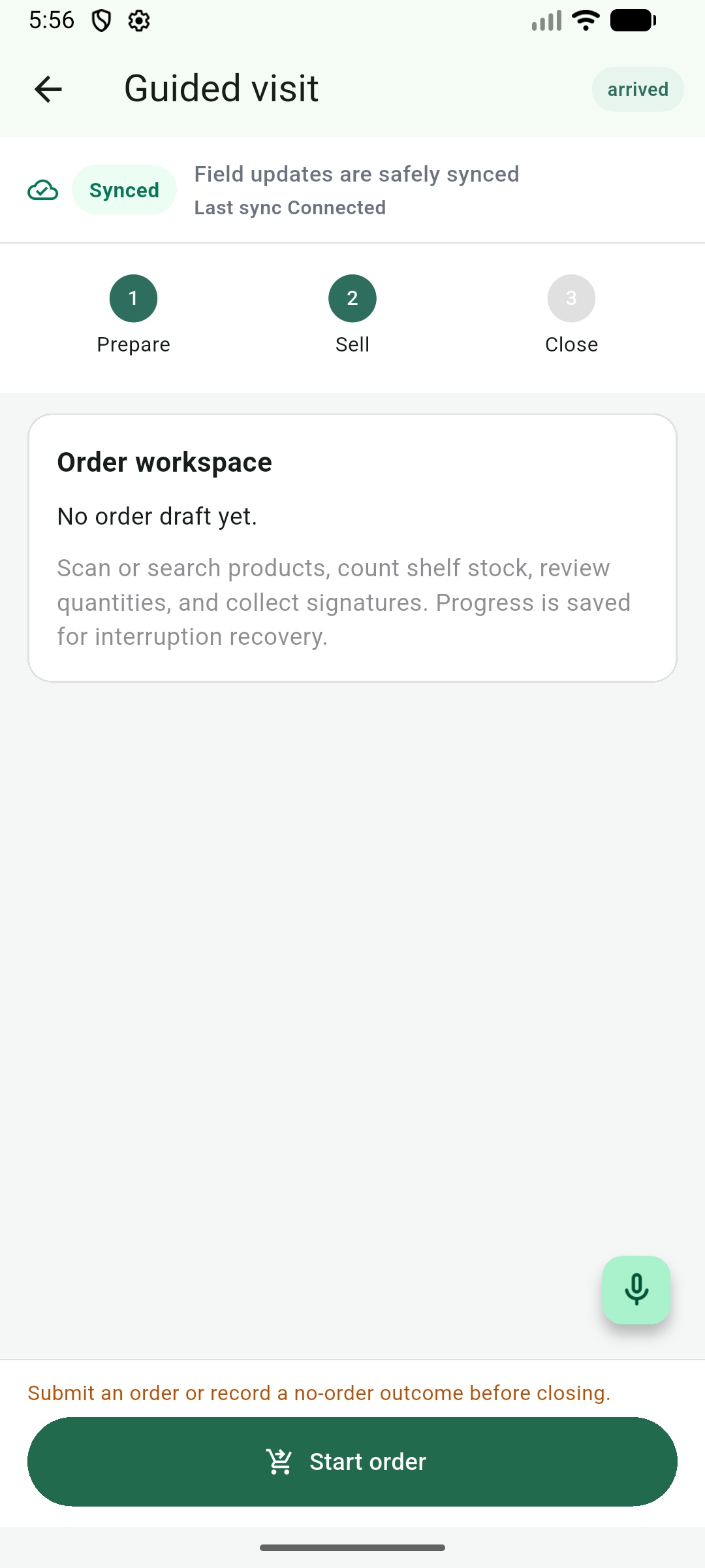 Mobile guided visit screen